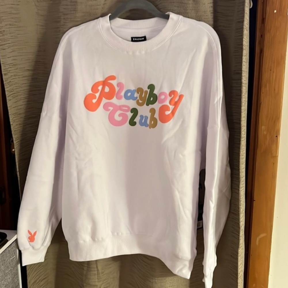 PLAYBOY Multicolor Logo White Sweatshirt